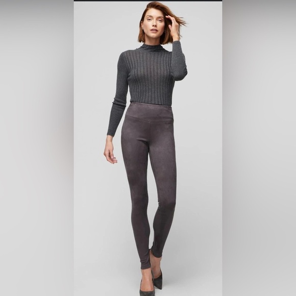 White House Black Market Pants - White House Black Market Grey Runway Vegan Suede Leggings sz 2